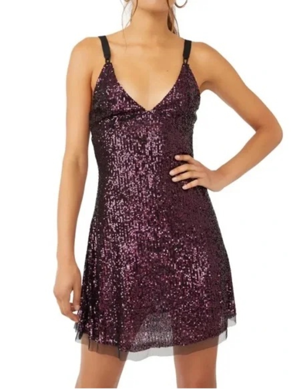 Gold Rush Sequined Mini Dress In Plum Combo Free People